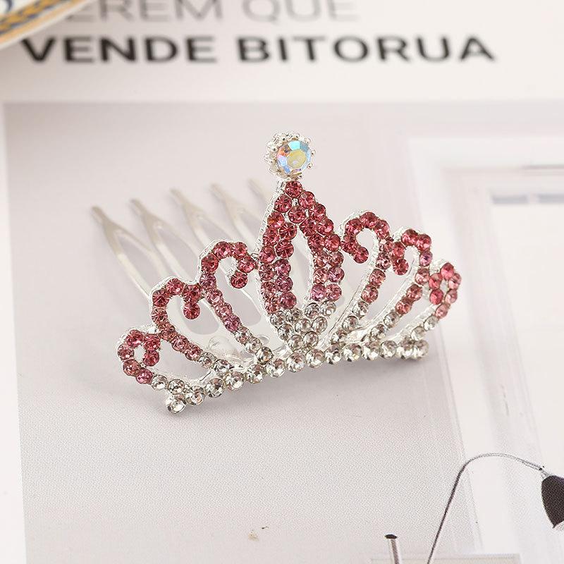 Girls Hair Accessories Mini Crown for Kids Bling Rhinestone Tiaras Hair Combs Princess Diadem Love Heart Shaped Headbands