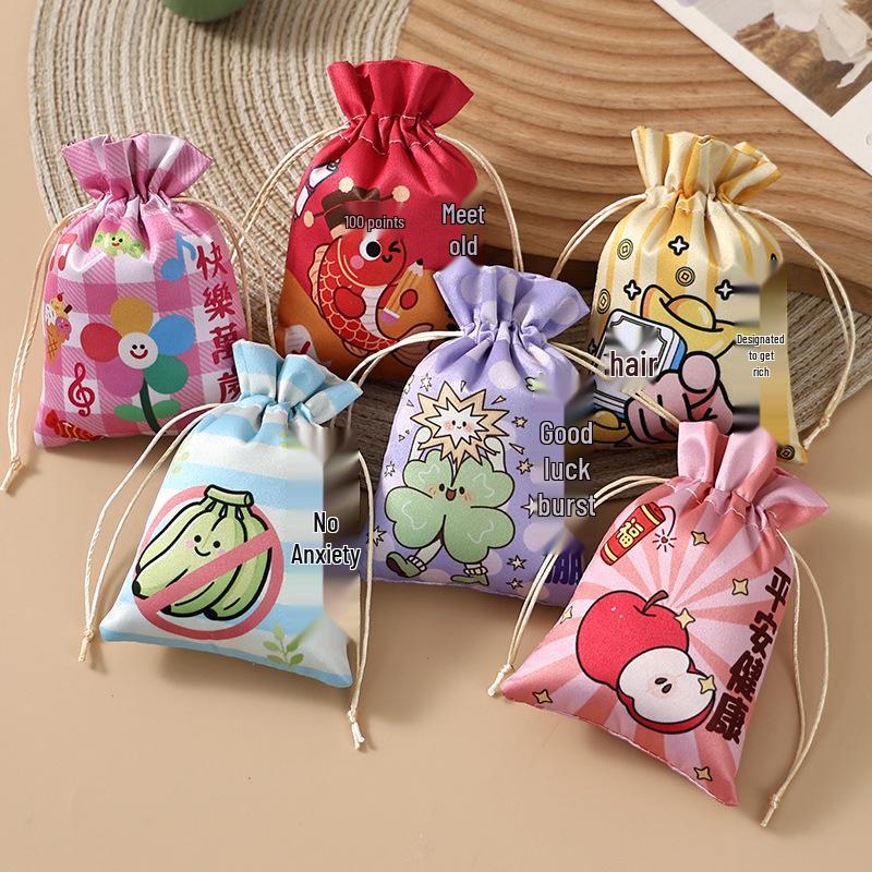 Cute Cartoon Print Brocade Sachet - Dragon Boat Festival Drawstring Pouch Ornament