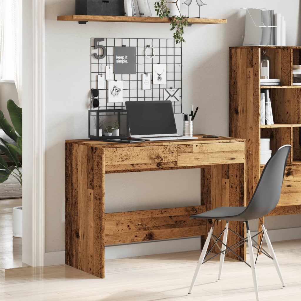 Vintage Wood Effect Desk 101 x 50 x 76.5 cm Engineered Wood