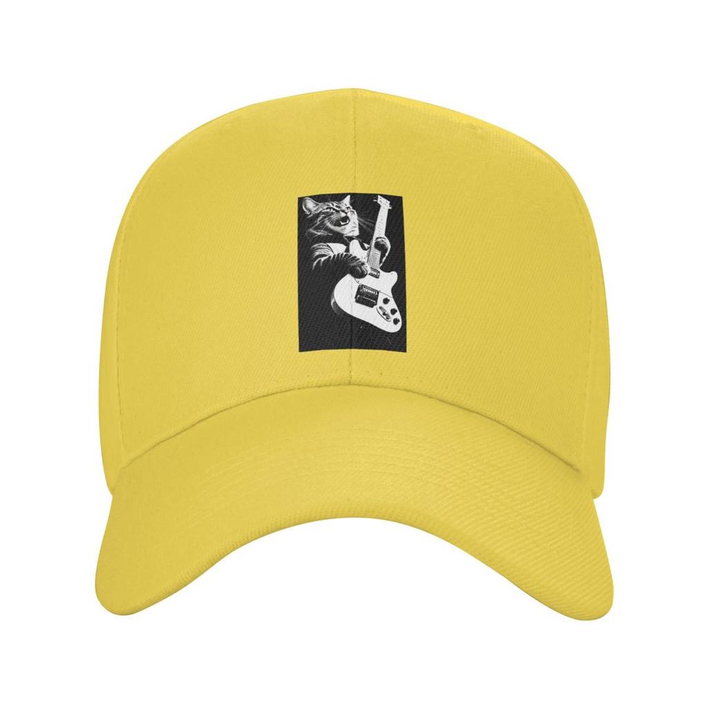 Rock Cat Playing Guitar Cartoon Guitar Cat Baseball Caps Fashion Men Women Hats Casual Cap Sports Baseball Hat Casquette