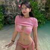 Minimalist Light Luxury Three-Piece Bikini Set: Sexy Split Swimsuit with Pullover Cover-Up