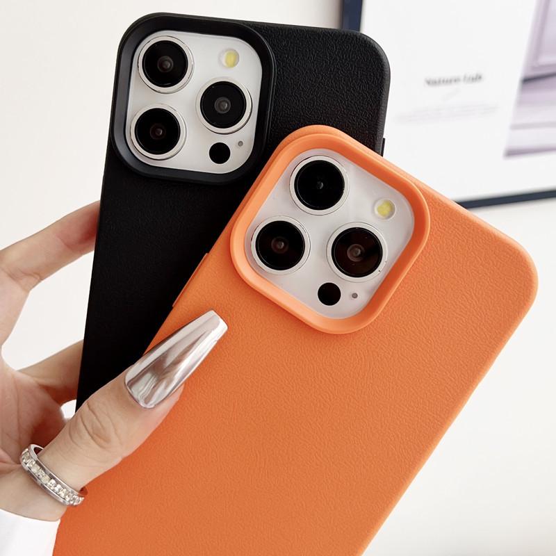 Leather Texture Phone Case for iPhone 11, 12, 13, 14, 16 & 17 - Simple Solid Color, Niche Design, Silicone