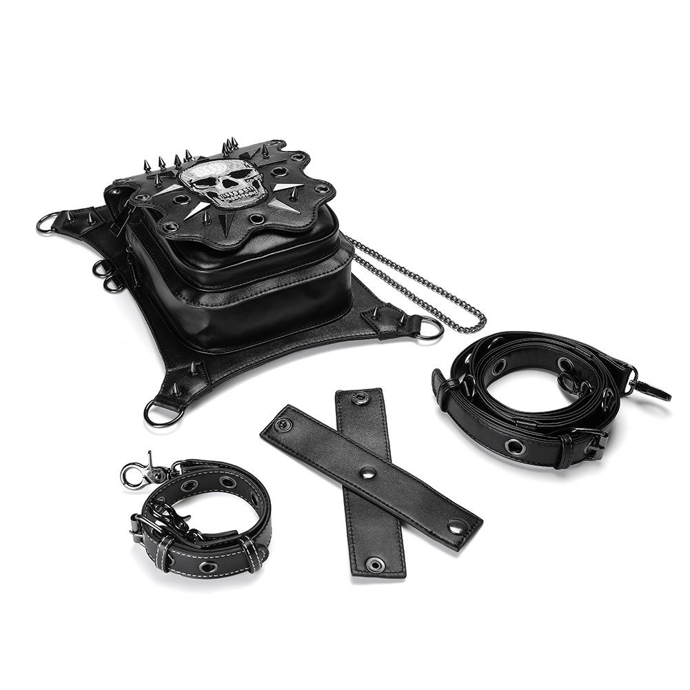 Halloween Punk Skeleton PU Outdoor Waist Bag for Women Multi-back Method Skull Chain Travel Bag New
