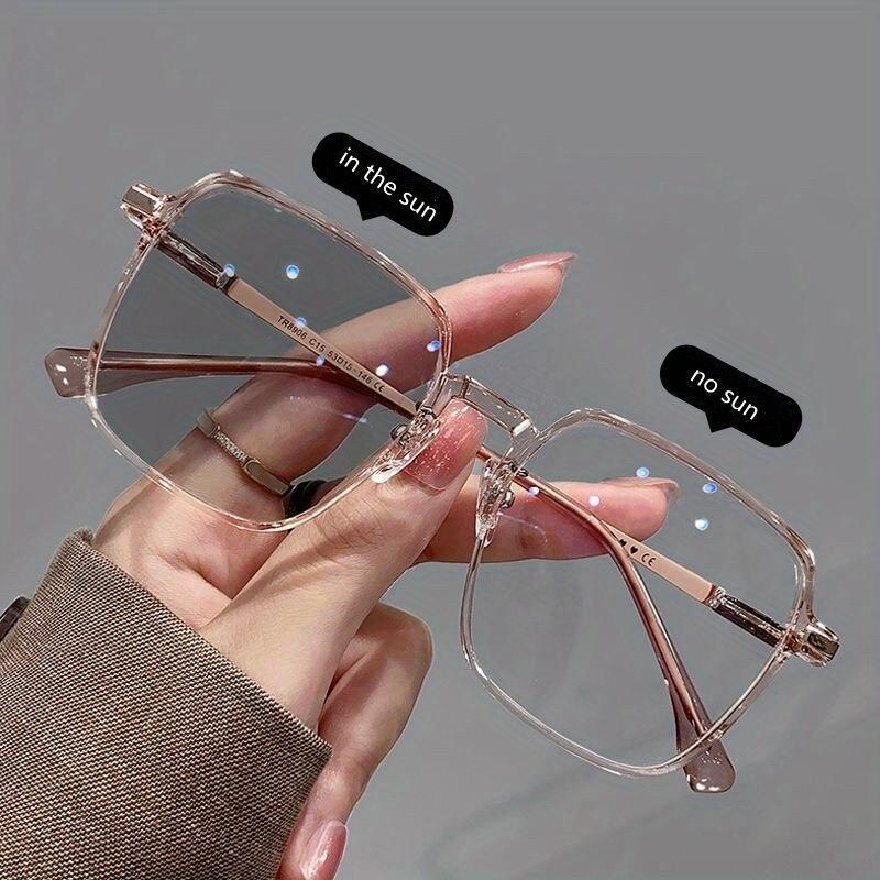 Photochromic Anti Blue Light Reading Glasses Large Square Frame for Women Men Farsighted Presbyopia 0 To +300