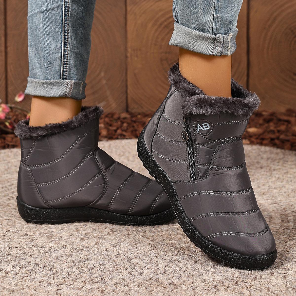 

Women s Winter Faux Fur Lined Ankle Boots With Zipper Warm Waterproof Walking Snow Booties for Women Outdoor Comfortable Anti-Slip Short Boot Shoes 36