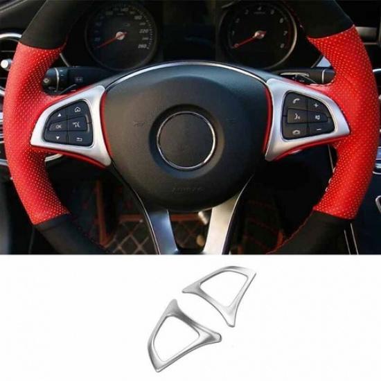 Steering Wheel For Benz A-Class W177 19-22 Cover Trim Button Frame Silver Steel