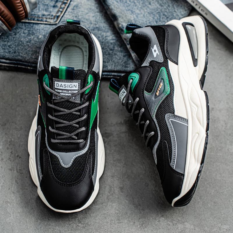 Summer Men's Breathable Mesh Sports Shoes: Trendy, Versatile, Thick-Soled, Non-Slip Casual Dad Sneakers