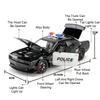 1:24 Challenger SRT Hellcat Toys Sports Cars Models Alloy Diecast Sound Light Police Car Doors Opened Vehicles Christmas Gifts