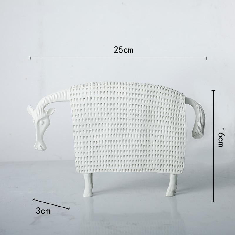 Абстрактная скульптура животного Ремесло из смолы Черная корова Бык Точка Линия Декоративные фигурки Статуэтка искусственного животного Украшение комнаты