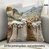 Cute Alpaca Llama 2D Flat Printed Peach Skin Pillowcase Animal Decorative Cushion Cover for Sofa Living Room Home Decor Modern