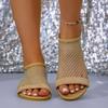 Large Size Rhinestone Sandals for Women's Summer New Fishing Net Socks Open-toed Rhinestone Sandals for Women