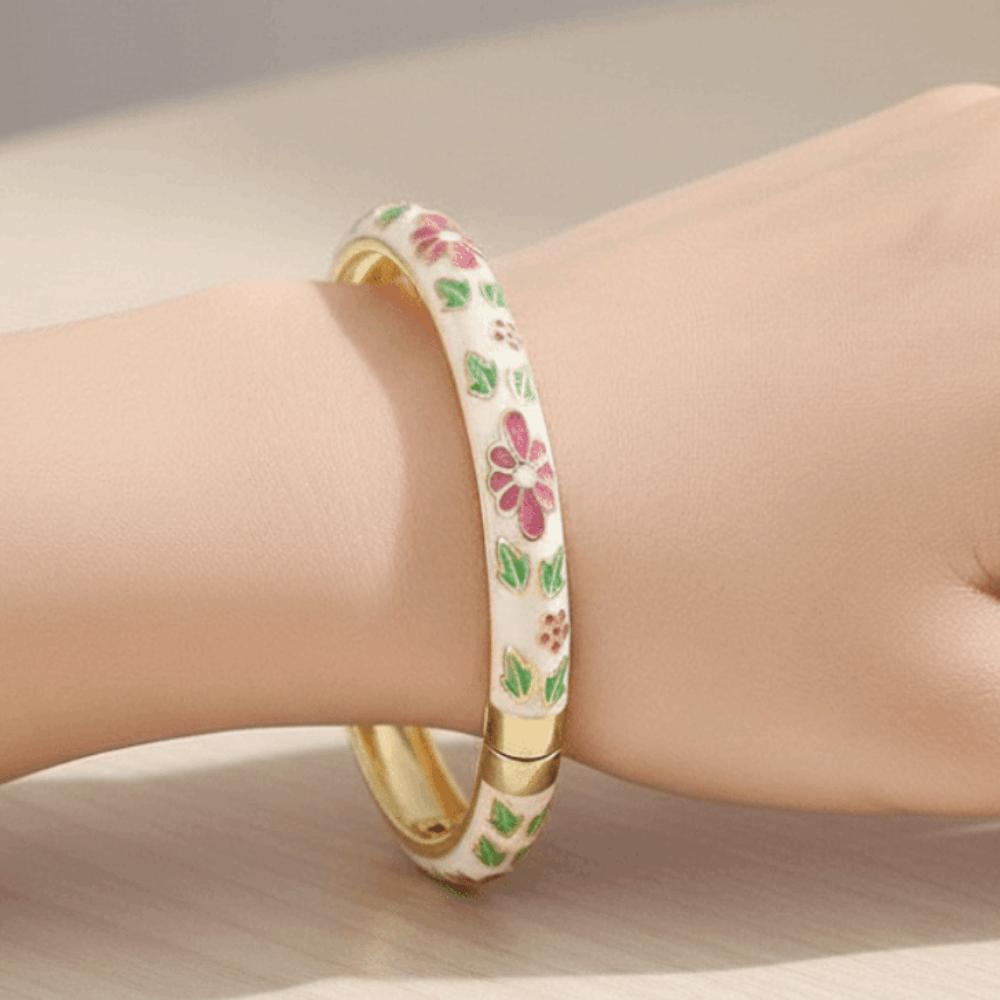 Zinc Zinc Alloy Material Enamel Bracelet Ethnic Floral Motifs Cloisonne Bracelet  Gift Giving