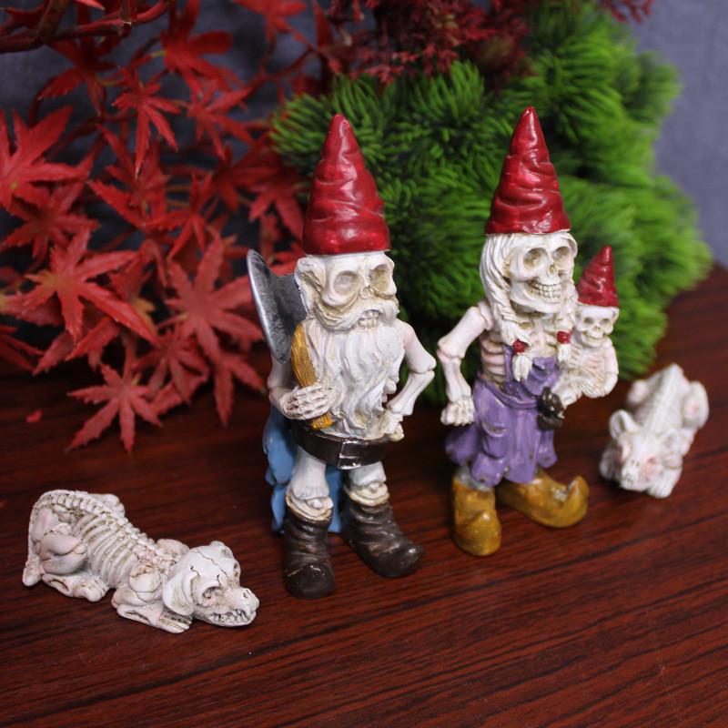 Halloween Skeleton Dwarf Resin Micro Landscape Garden Ornament For Celebration And Decor