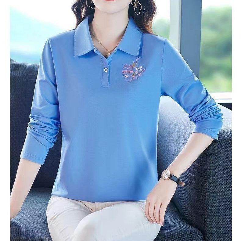Loose Long Sleeve Shirt Casual Dopaamine Cover Up Mommy Style Autumn Loose Top Button Pure Color Polyester Fabric