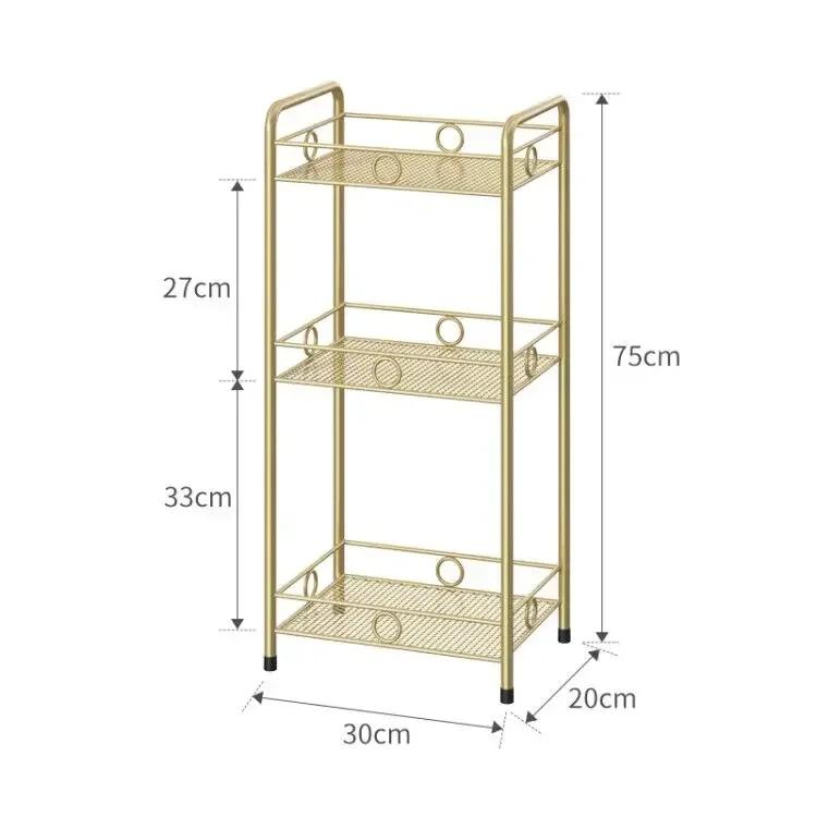 

Nordic Golden Bathroom Shelf Multi-layer Rack Waterproof Kitchen Storage Metal No Rust Organizer Stylish Home Decor