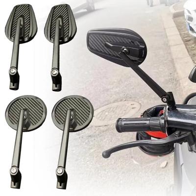 Universal Carbon Fiber Retro Motorcycle Rearview Mirror Scooter Electric Bike 8mm 10mm Handlebar Mount
