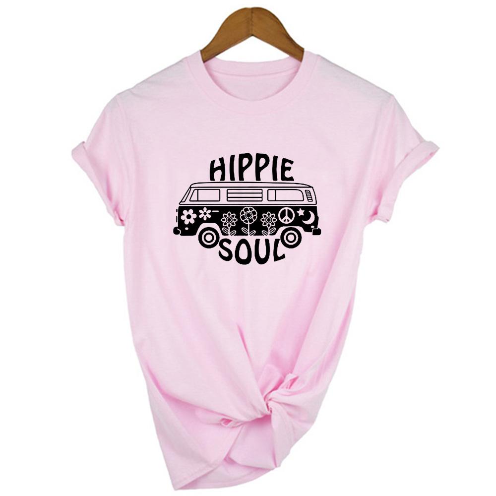 Hippie Print Graphic Women T Shirt Short Sleeve O Neck Aesthetic Tshirt Female Casual Ladies