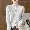 Spring and Autumn's New Wool Cardigan Women's Round-neck Sweater Coat