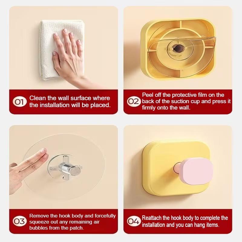 4Pcs Dopamine Strong Suction Cup Hooks - Drill-Free & Trace-Free Adhesive Wall Hooks,Ulti-Scene Home Organizer For Coat Hooks 4pcs