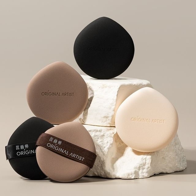 ORIGINAL ARTIST - Water Drop Skin-Friendly Powder Puff Set - 5 Types Black (No Ribbon) - Set (2pcs)