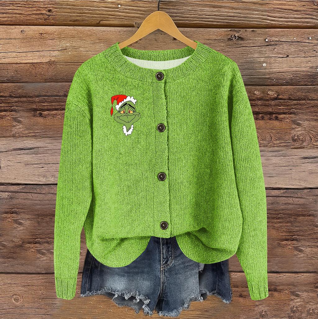 Women's Vintage Knit Button Print Cardigan Jacket