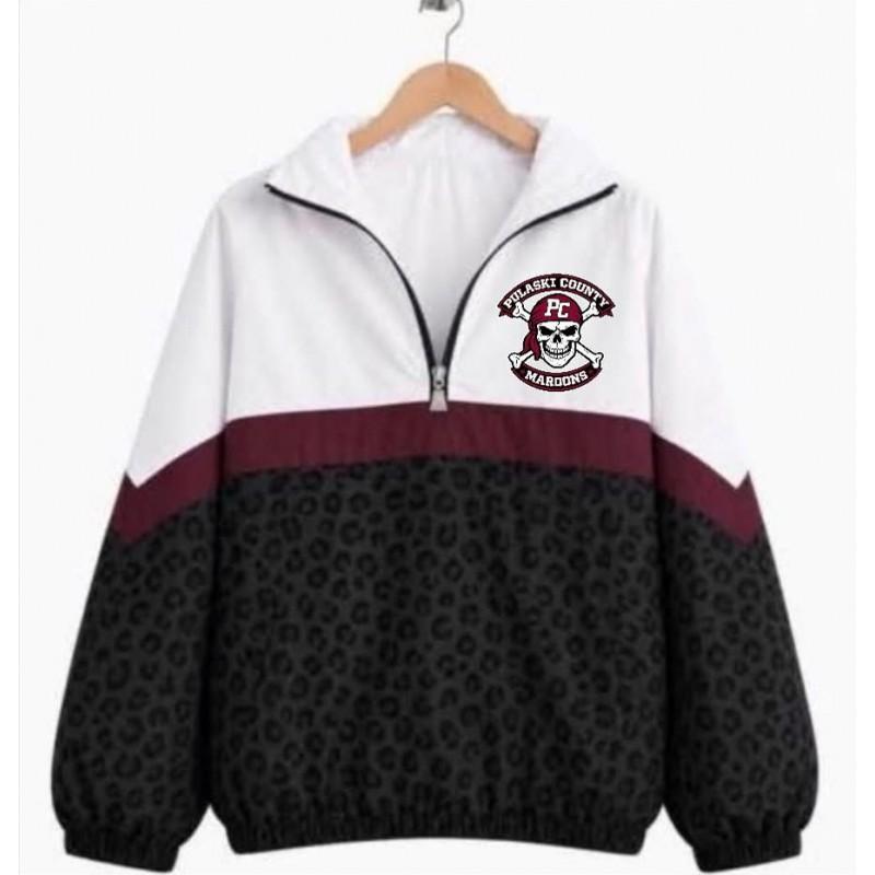 Womens Streetwear Zip-Up Stand Collar Sweatshirt 3D Digital Print Loose Fit Casual Top