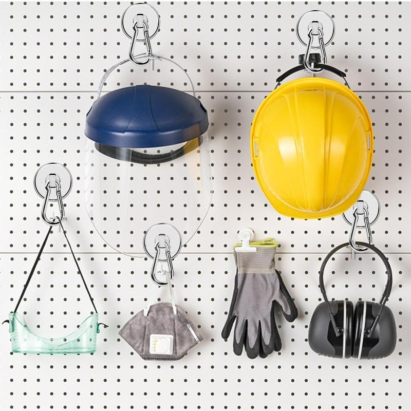 1/6Pcs Strong Magnetic Hooks with Swivel Carabiner Hook for Hanging Toolbox Grill Cabins Kitchen Refrigerator Hanger Supplies