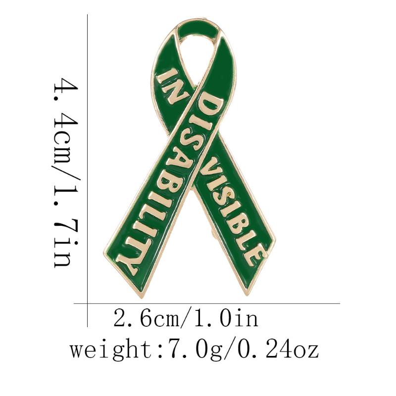 

Sunflower Pattern Red Ribbon Theme Lapel Pins Green Disability In Visible Enamel Brooches For Disabled Person A2