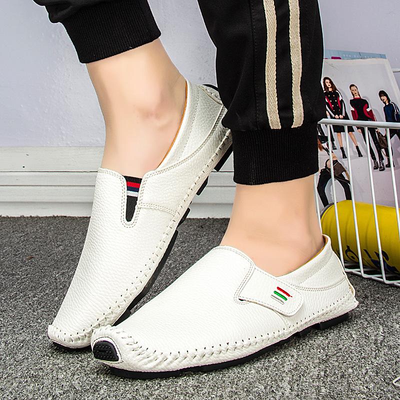 Mote Luksus Herresko Merke Kuskinn Fritidssko Håndlagde Lærsko Mokasiner Sommer Utstansede Sandaler Herre Baotou Halvtøfler