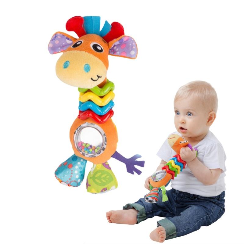 Mummabubba Soft Plush Giraffe Rattle Bell Teether Toy For Babies