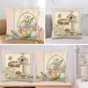 Easter Decor Pillowcases 45X45Cm Linen Pillow Cover Easter Decorations Easter Bunny Eggs Pillowcase Cushion Cover