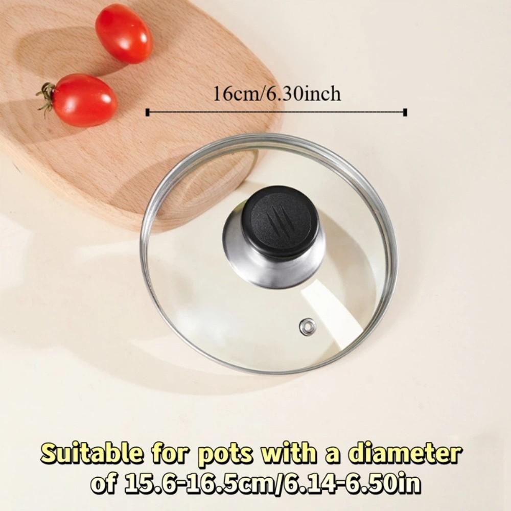 

14-38cm/6-15in Tempered Glass Pot Lid Black Plastic Knob Anti-scalding Vertical Pan Lid Universal Heat Resistant