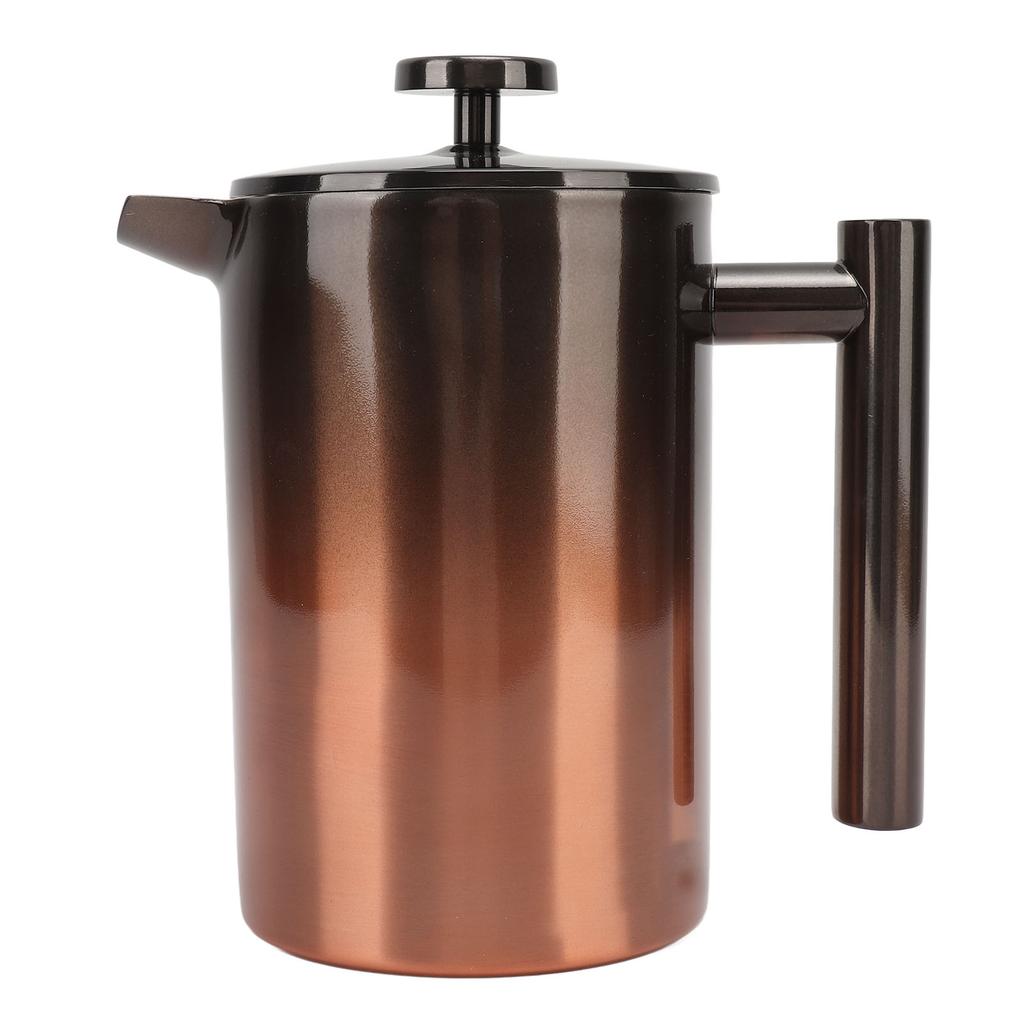 French Press Coffee Tea Maker with Filter Double Layer 304 Stainless Steel Gradient Ramp for