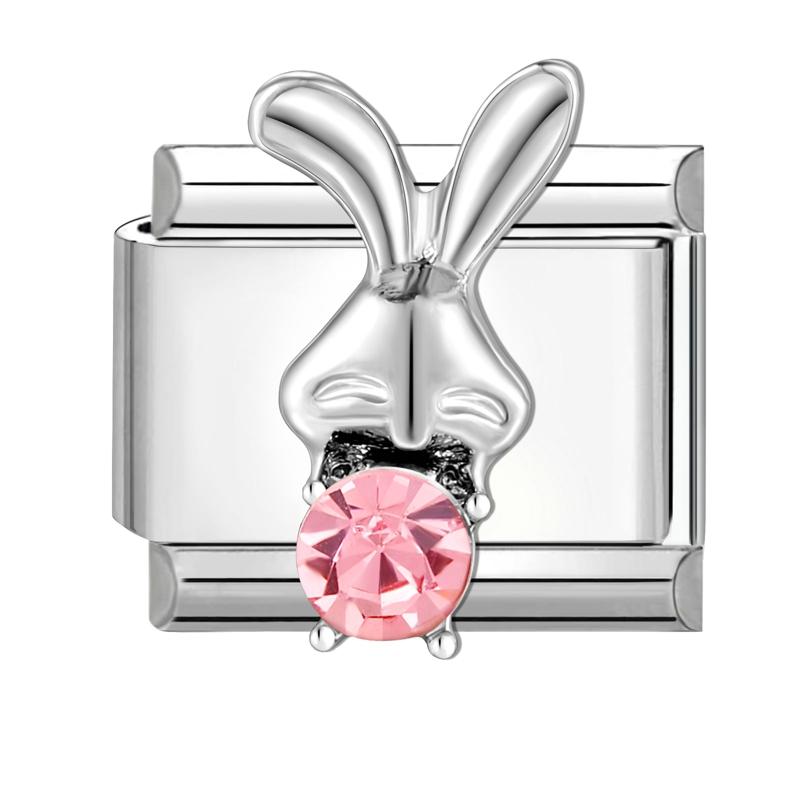 Zircone Brillante Farfalla Fiocco Cuore Link Charm Italiani Adatti per Bracciale in Acciaio Inossidabile da 9mm Gioielli da Donna Fai da Te Creazione Regali