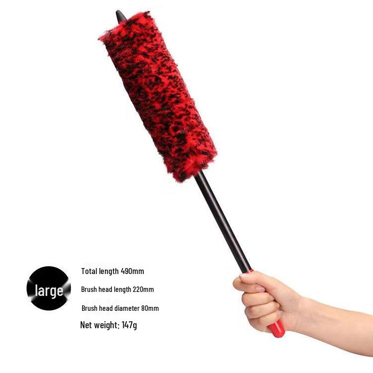 Car Tire Hub Cleaning Brush Set - Wool Sticks in Large, Medium, Small Sizes with Long Handles for Wheel Gap & Steel Ring Cleaning.