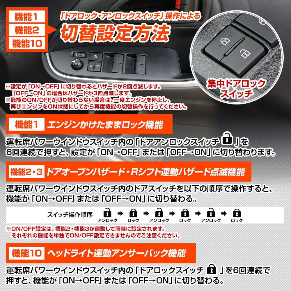 YOURS Harness for 90 Series Includes Door Locks with Engine Auto Hazard Door Answer Full Window Easy Custom Toyota M Multi-Function Noah/Voxy,