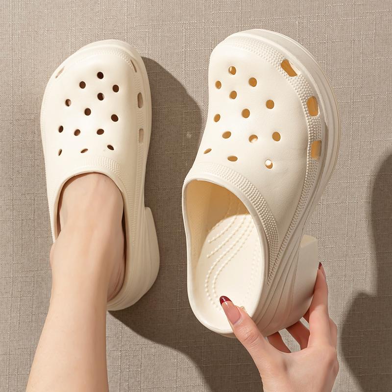 2025 Summer EVA Chunky Heels Sandals for Women Fashion Closed Toe Platform Clogs Shoes Woman Thick Sole Anti Slip Beach Slippers