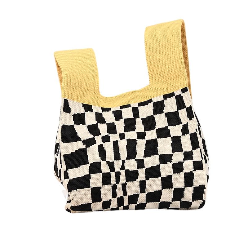 Durable Polyester Fabric Knitted Handheld Bag In 10 Colors For Women