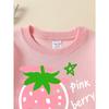 European sizes Girls Soft Crewneck Sweatshirt Pink Berry Strawberry Design, Casual All-Match for Fall Winter, Ideal Holiday Present.