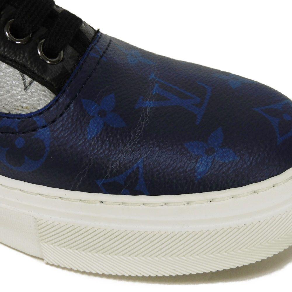 Used 12564 Trocadero Line 7896 6 Eclipse Black Silver Blue Low-Cut 9.8" Monogram Cobalt Men's from Japan AUTHENTIC