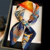 Luxury White Silk Hair Square Scarf Women Satin Neck Tie Hand Wrist Foulard Summer Print Shawl Wraps Head Kerchief Hijab Bandana