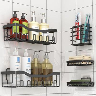 Punch-Free Wall-Mounted Bathroom Storage Rack and Organizer Shelf