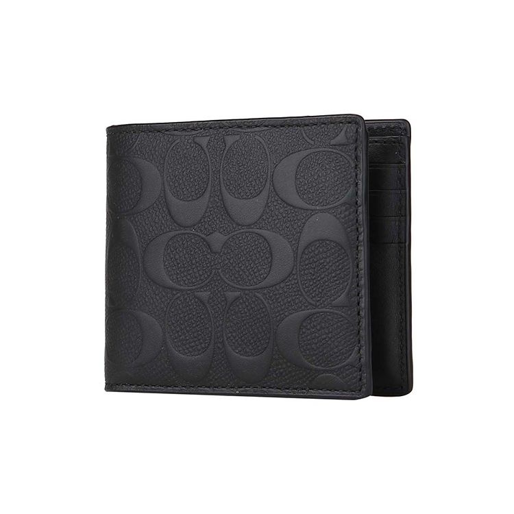 Coach 3 In 1 Wallet With Embossed Print And Detachable Card Holder Men Wallets Black 75371-BLK