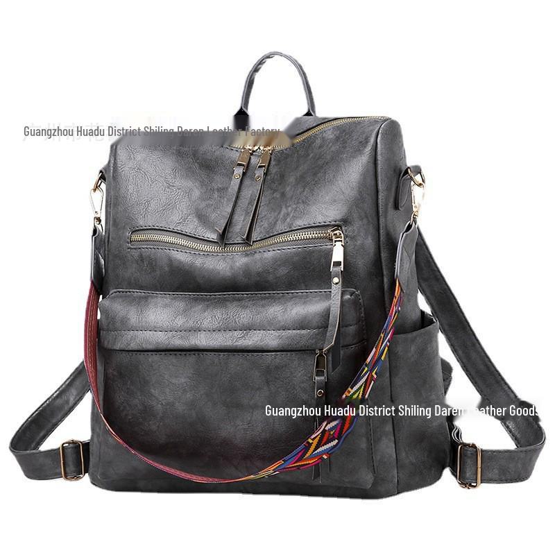 Retro PU Women's Backpack - 2022 European and American Style