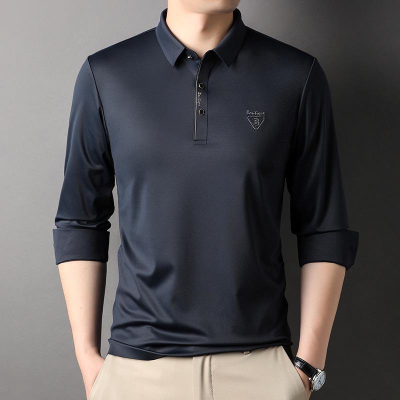 

Новые мужские весенние и осенние топы, футболки с лацканами, бесшовные футболки с длинными рукавами, мужские поло с лацканами для мужчин среднего возраста, нижняя часть рубашки XXXXL