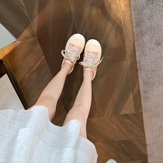 Sheepskin version~ 2025 new silk satin bag head half slippers women's thick-soled height-increasing casual sports board shoes