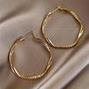 Fashionable and simple round twisted irregular ladies earrings exaggerated girls earrings high-grade plain hoop earrings