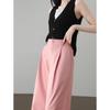 Demana Women's Soft Cotton Pleated Straight-Leg Cropped Pants