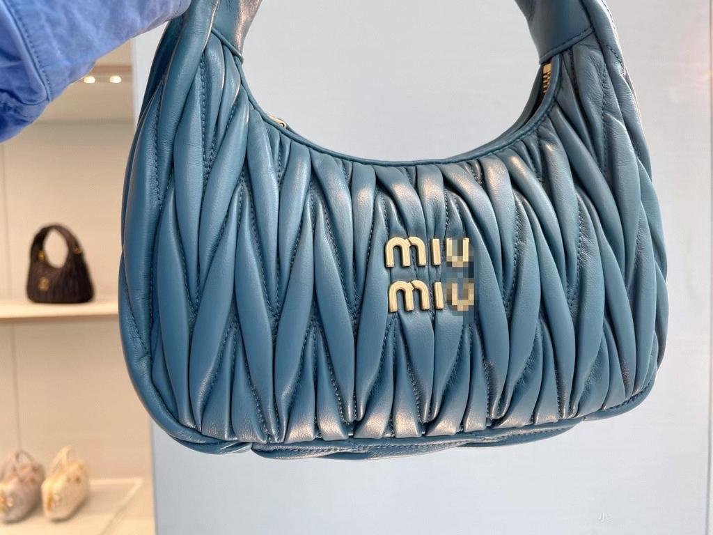 Miu House Lambskin Ruched Dumpling Hobo Bag: Trendy Crescent Underarm Crossbody for Women