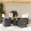 Vidaxl 5-Cz. Juego de Muebles de Jardín con Cojines, Negro, Ratán Sintético